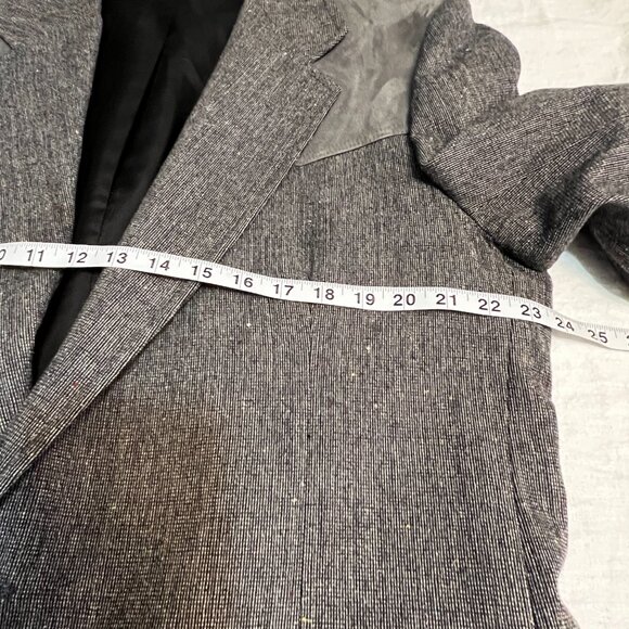 Pendleton 46 Tall Blazer Jacket Wool Tweed Western Elbow Patches Gray Suede VTG - Picture 6 of 12